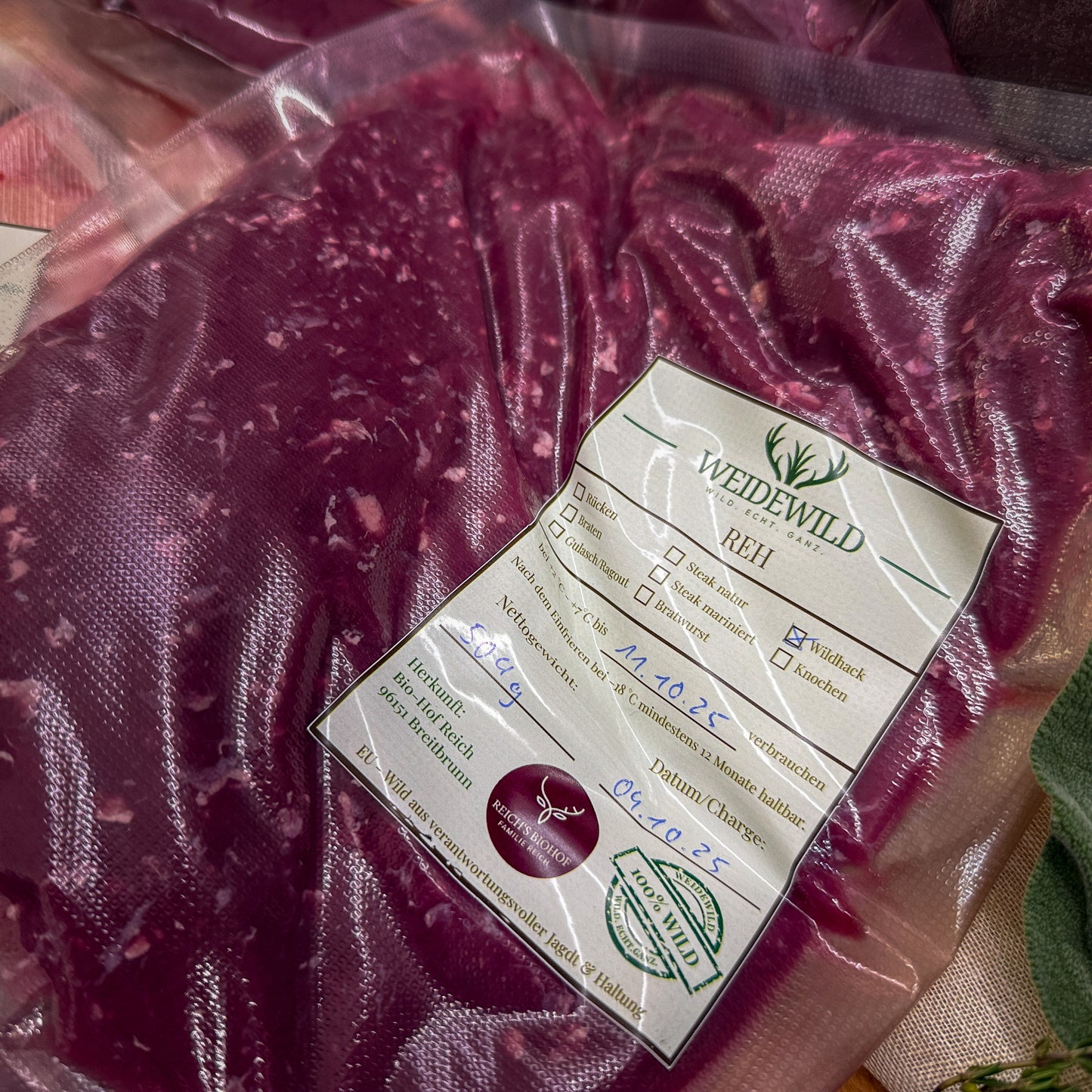 Reh Hackfleisch Wild mager und gesund - Feines Wildfleisch vom Jäger