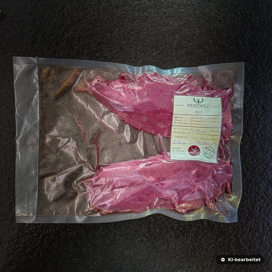 Reh Steak natur ohne Marinade - Pures Wildfleisch unverfälscht