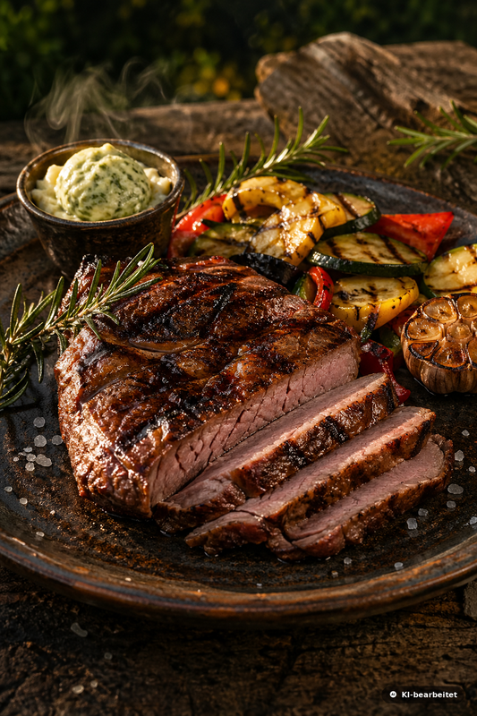 Gegrilltes Wildschwein-Nackensteak aus dem Sommer-Grillpaket – Wildbret aus den Bayerischen Staatsforsten von Weidewild.