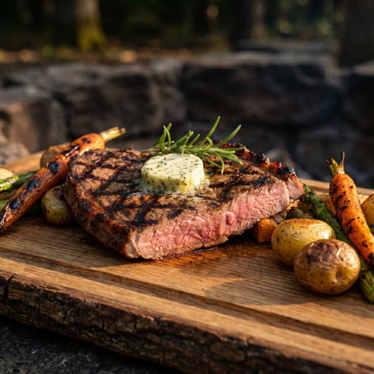 Wildschwein-Rückensteak medium gegrillt mit Grillmarks – Premium-Cut vom Schwarzwild aus den Bayerischen Staatsforsten von Weidewild.
