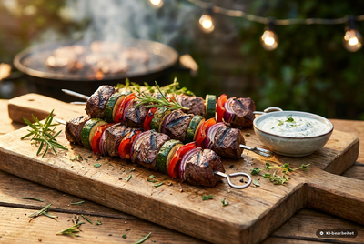 Reh Spieße grillen – mediterrane Wildspieße mit Rosmarin