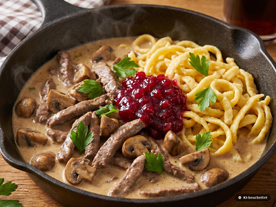 Wildpfanne Rezept -- Schnell & einfach mit Pilzen und Spätzle