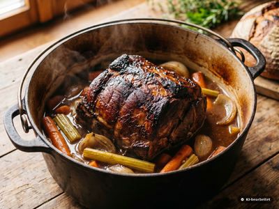 Wildschweinbraten Rezept — Klassisch geschmort mit Dunkelbier-Sauce