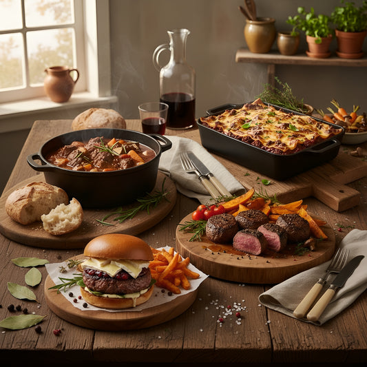Herzhafte Hirschgerichte mit regionalem Wildfleisch: saftiger Burger, zartes Gulasch, Filetsteaks und überbackene Lasagne in rustikalem Ambiente