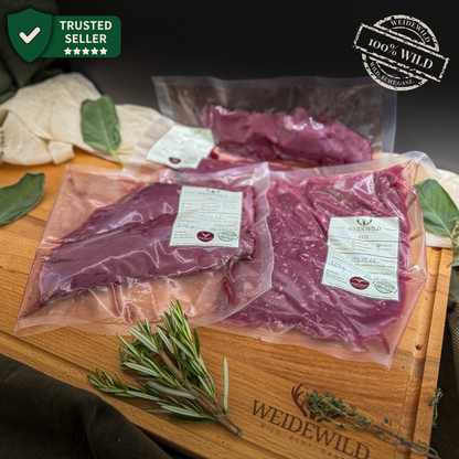 Grill & Pfanne Reh 2,5kg – BBQ-Paket mit Steaks und Wildbratwürsten