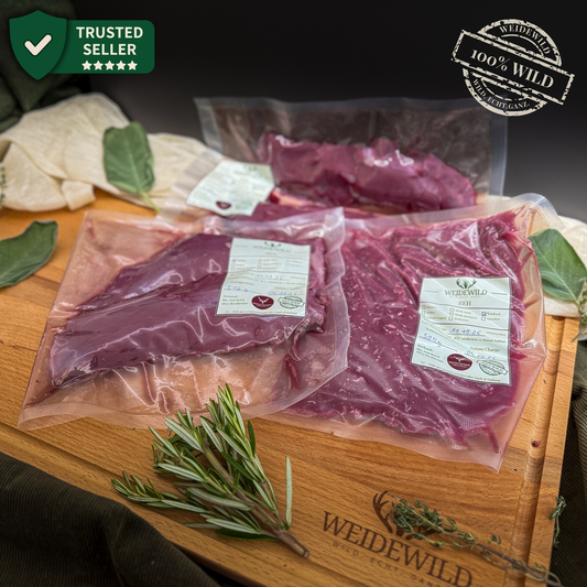 Grill & Pfanne Reh 2,5kg – BBQ-Paket mit Steaks und Wildbratwürsten