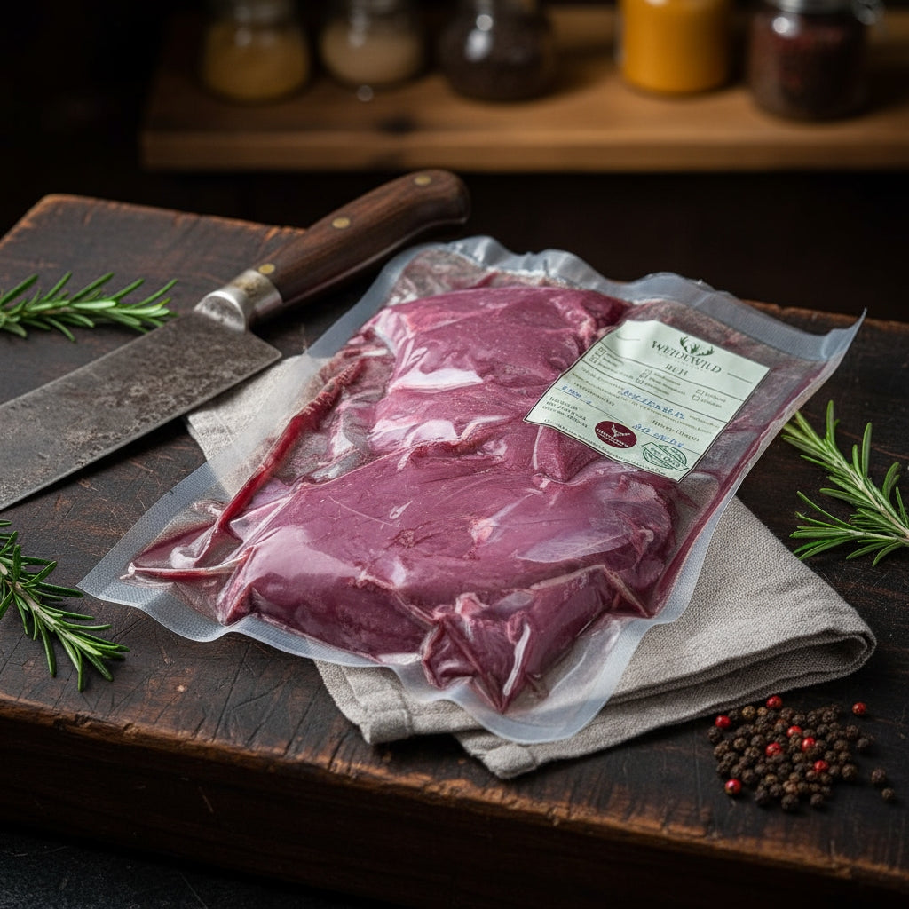 Hochwertiger Rehbraten im Vakuumbeutel, regionales Wildfleisch für feine Küche und nachhaltigen Genuss