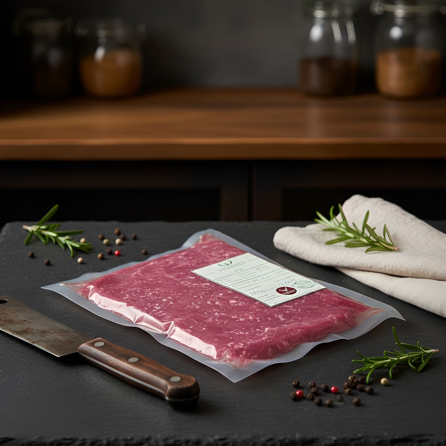 Nachhaltig gewonnenes Rehhackfleisch im Vakuumbeutel, hochwertiges Wildfleisch für bewusste Genießer