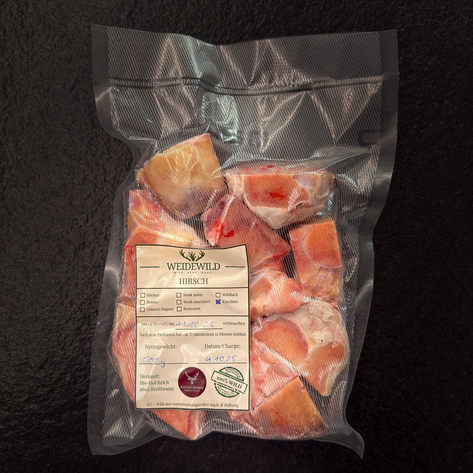 Hirsch Fondknochen für Wildfond und Knochenbrühe - Nose-to-Tail Verwertung