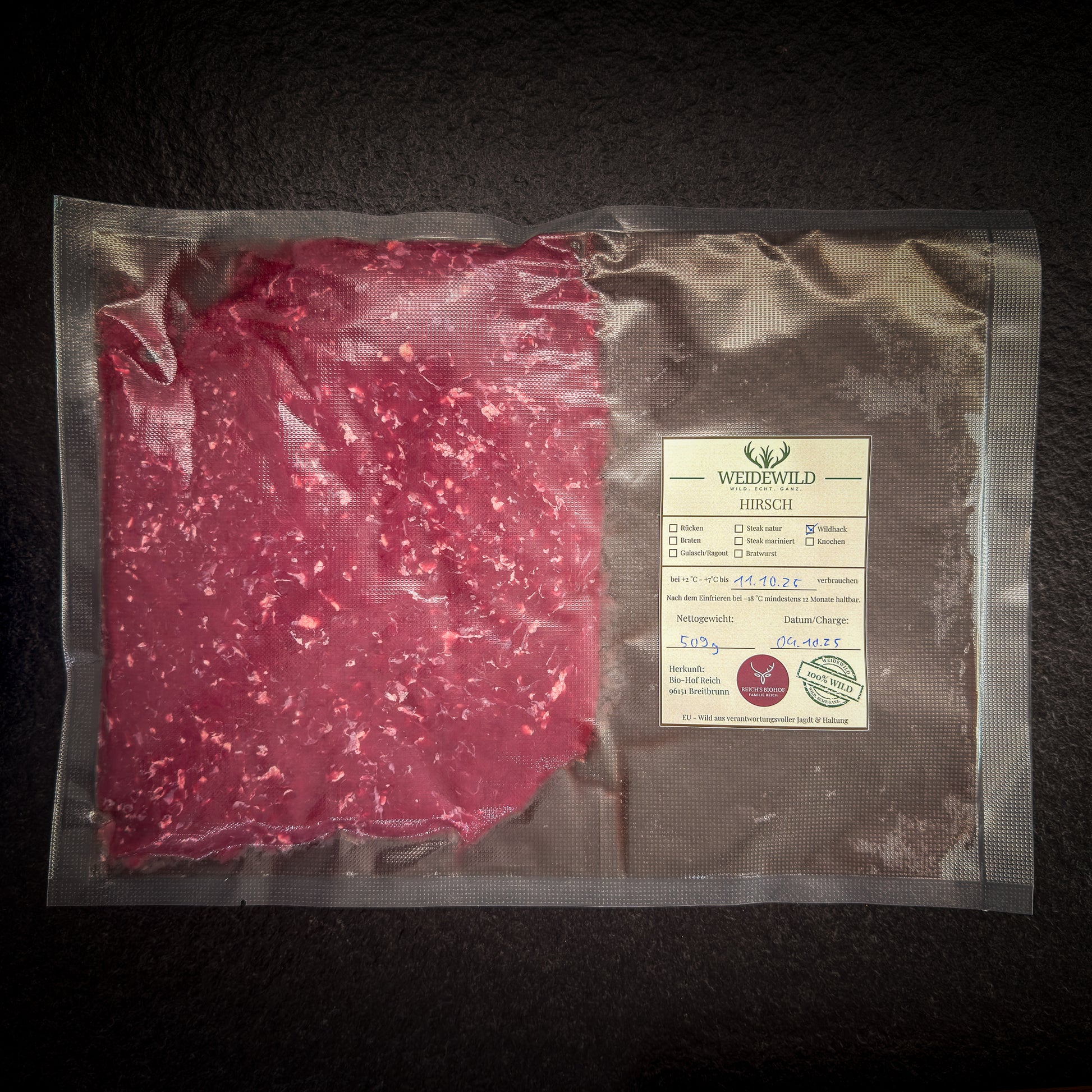 Hirsch Hackfleisch Wild - Mageres regionales Wildfleisch für Burger und Bolognese