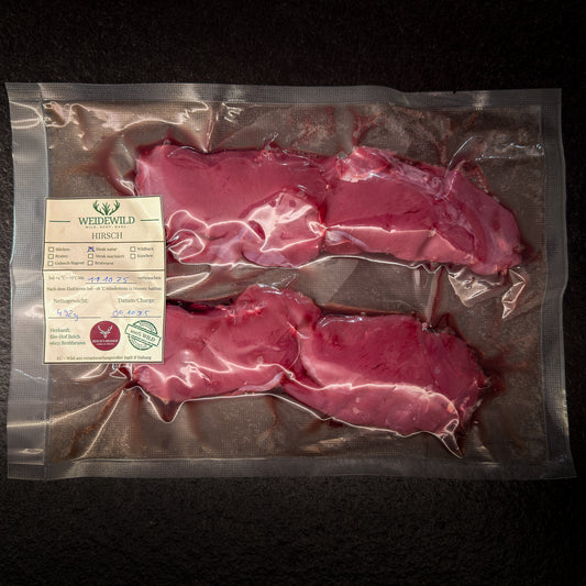 Hirsch Steak natur ohne Marinade - Pures Wildfleisch vom Jäger