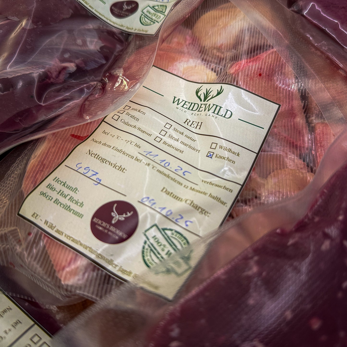 Reh Fondknochen für Wildfond und Knochenbrühe - Nachhaltige Nose-to-Tail Verwertung