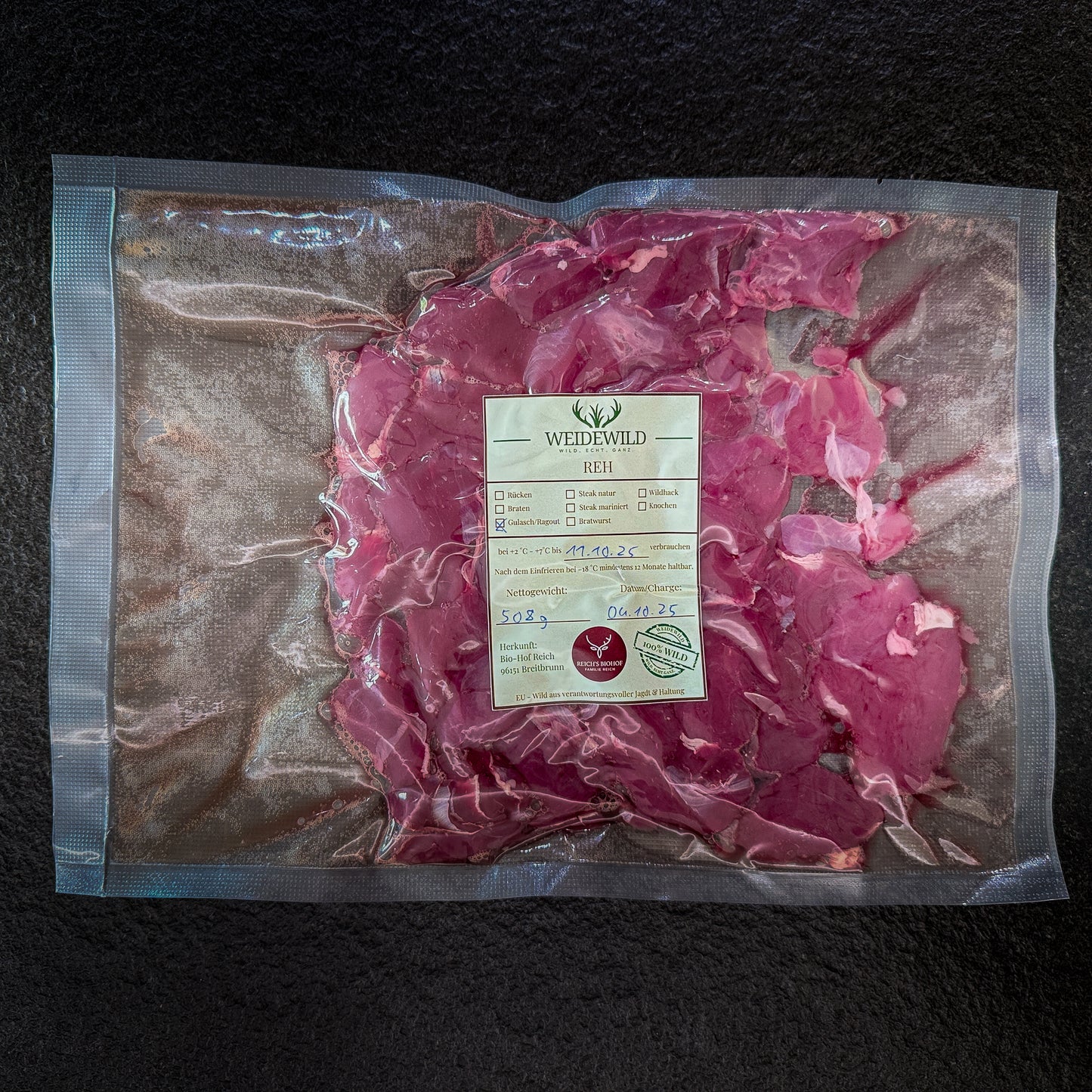 Reh Gulasch Würfel Schmorfleisch - Zartes Rehfleisch für Gulasch und Eintopf