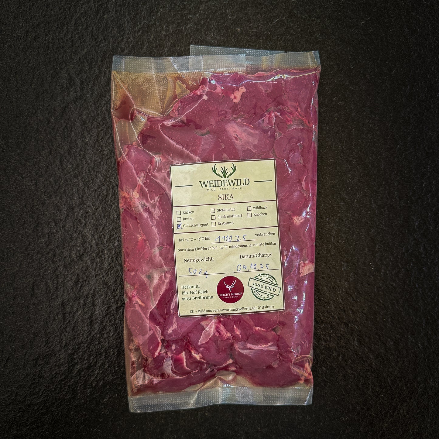 Sika Gulasch Würfel Schmorfleisch - Zartes Wild für Eintopf und Ragout